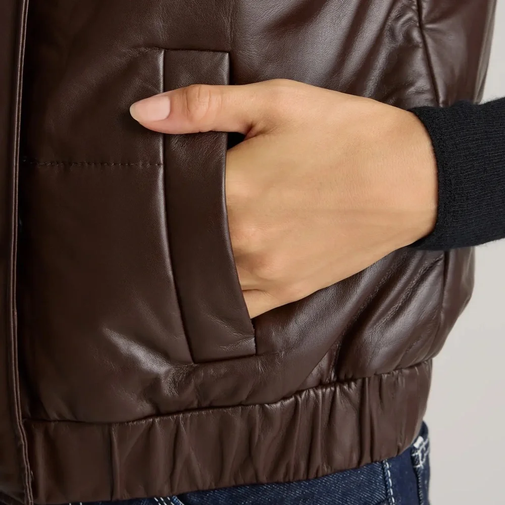 Quince 100% Black Leather Puffer Vest - Picture 4 of 8